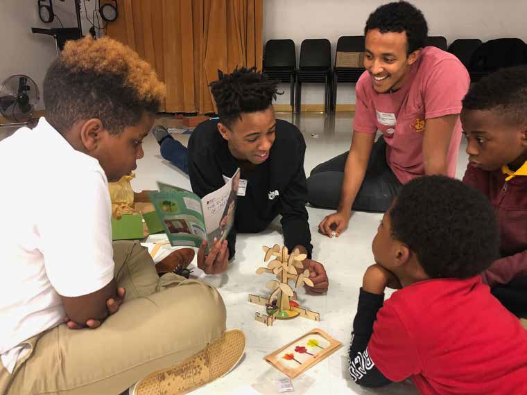 Rice students tutor students from Longfellow Elementary in science and encourage them to pursue careers in STEM