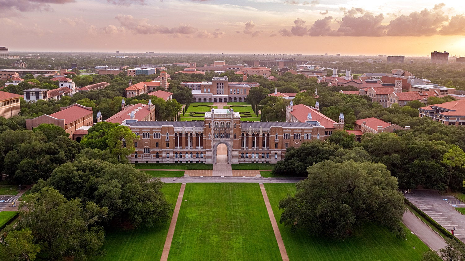 rice university campus drone shot